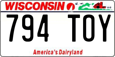 WI license plate 794TOY