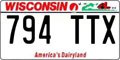 WI license plate 794TTX