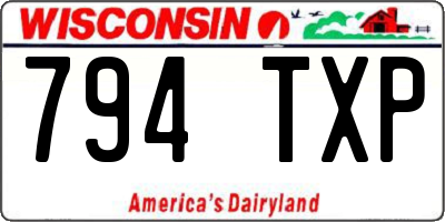 WI license plate 794TXP