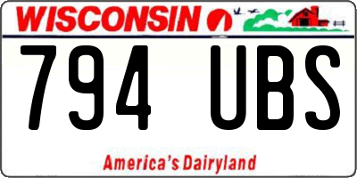 WI license plate 794UBS