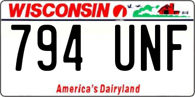 WI license plate 794UNF