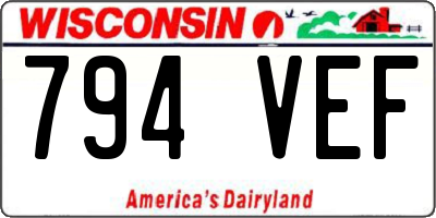 WI license plate 794VEF