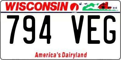 WI license plate 794VEG