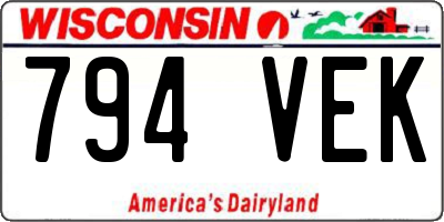 WI license plate 794VEK