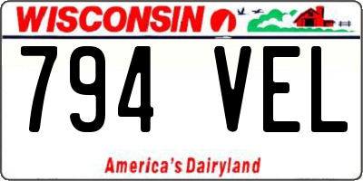 WI license plate 794VEL