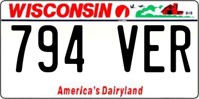WI license plate 794VER