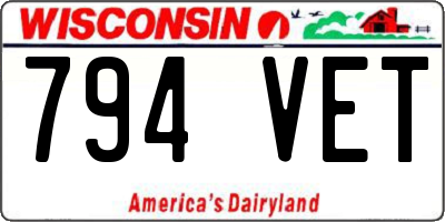 WI license plate 794VET