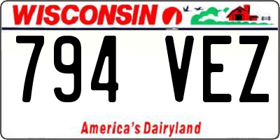 WI license plate 794VEZ