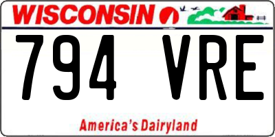 WI license plate 794VRE