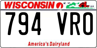 WI license plate 794VRO