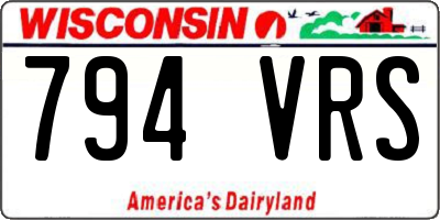 WI license plate 794VRS