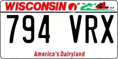 WI license plate 794VRX