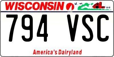 WI license plate 794VSC