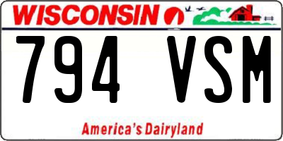 WI license plate 794VSM