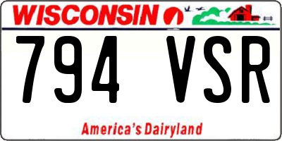 WI license plate 794VSR