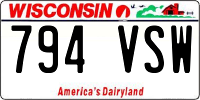 WI license plate 794VSW