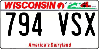 WI license plate 794VSX