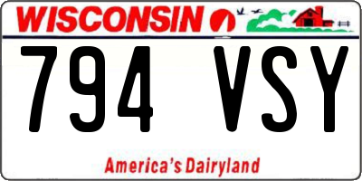 WI license plate 794VSY