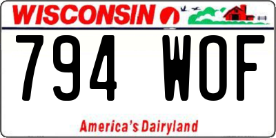 WI license plate 794WOF