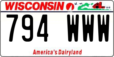 WI license plate 794WWW