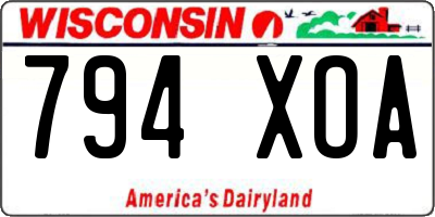 WI license plate 794XOA