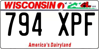 WI license plate 794XPF