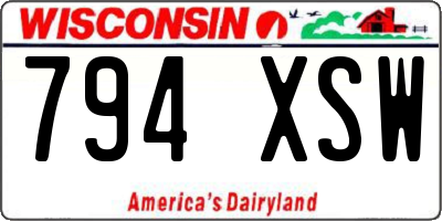 WI license plate 794XSW