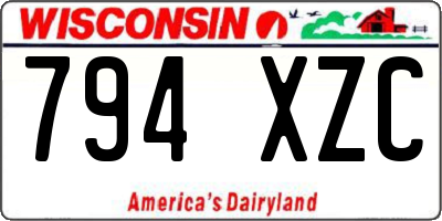 WI license plate 794XZC