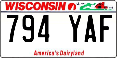 WI license plate 794YAF