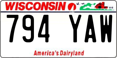 WI license plate 794YAW