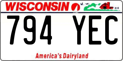 WI license plate 794YEC