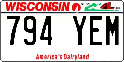 WI license plate 794YEM