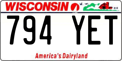 WI license plate 794YET