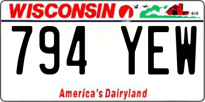 WI license plate 794YEW