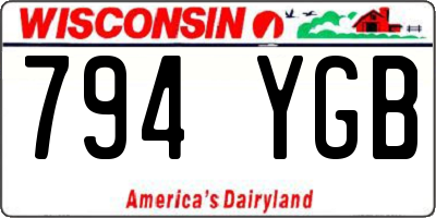 WI license plate 794YGB