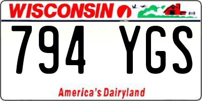 WI license plate 794YGS