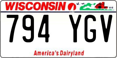 WI license plate 794YGV