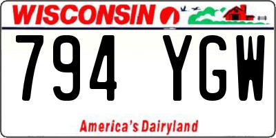 WI license plate 794YGW
