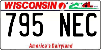 WI license plate 795NEC