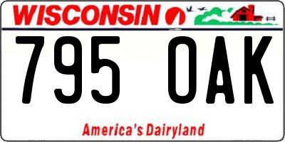 WI license plate 795OAK