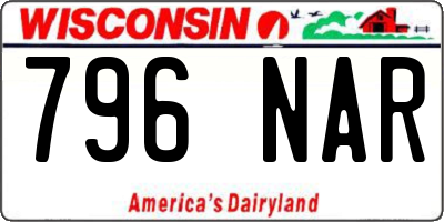 WI license plate 796NAR