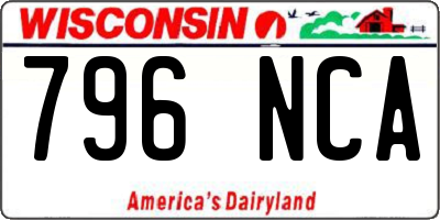 WI license plate 796NCA