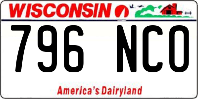 WI license plate 796NCO