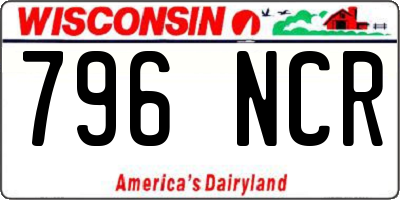 WI license plate 796NCR