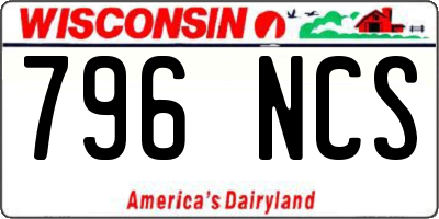 WI license plate 796NCS