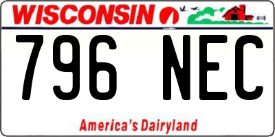 WI license plate 796NEC