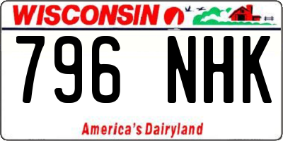 WI license plate 796NHK