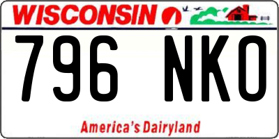 WI license plate 796NKO