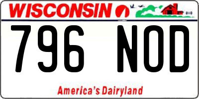 WI license plate 796NOD
