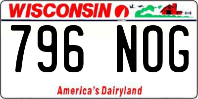 WI license plate 796NOG